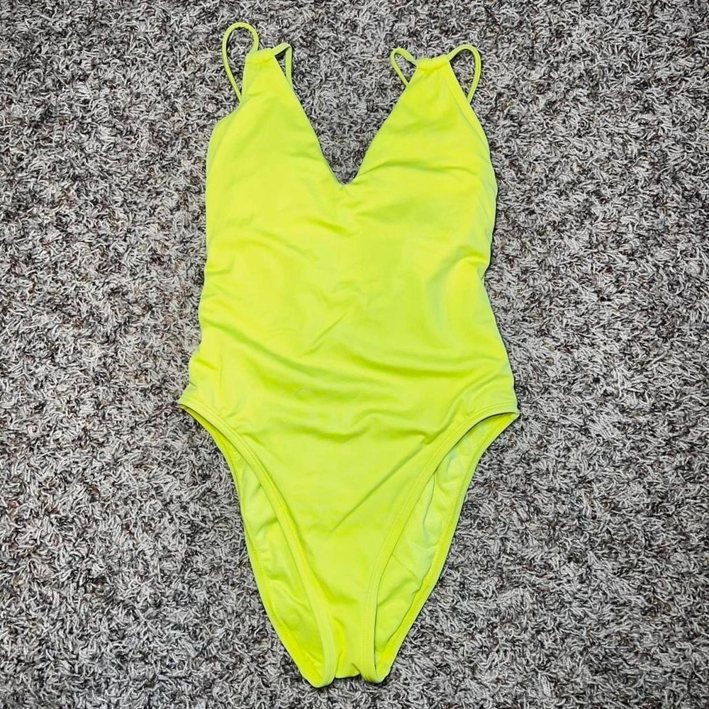 Shade‎ & Shore Strappy One Piece Swimsuit | Neon Yellow/Lime | Size S